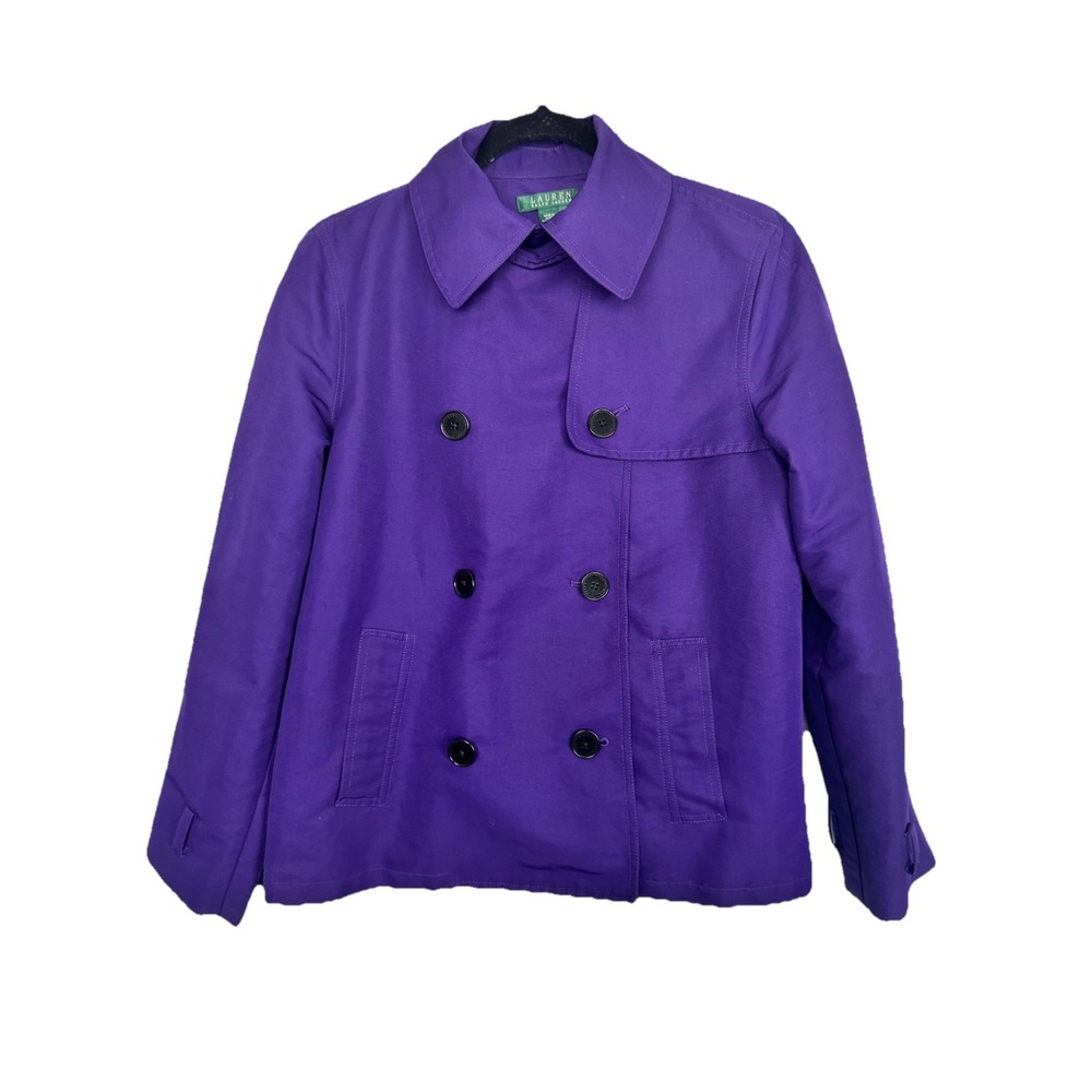 Lauren Ralph Lauren Women's S Purple Rain Jacket Pea Coat  Old Money Preppy Vamp